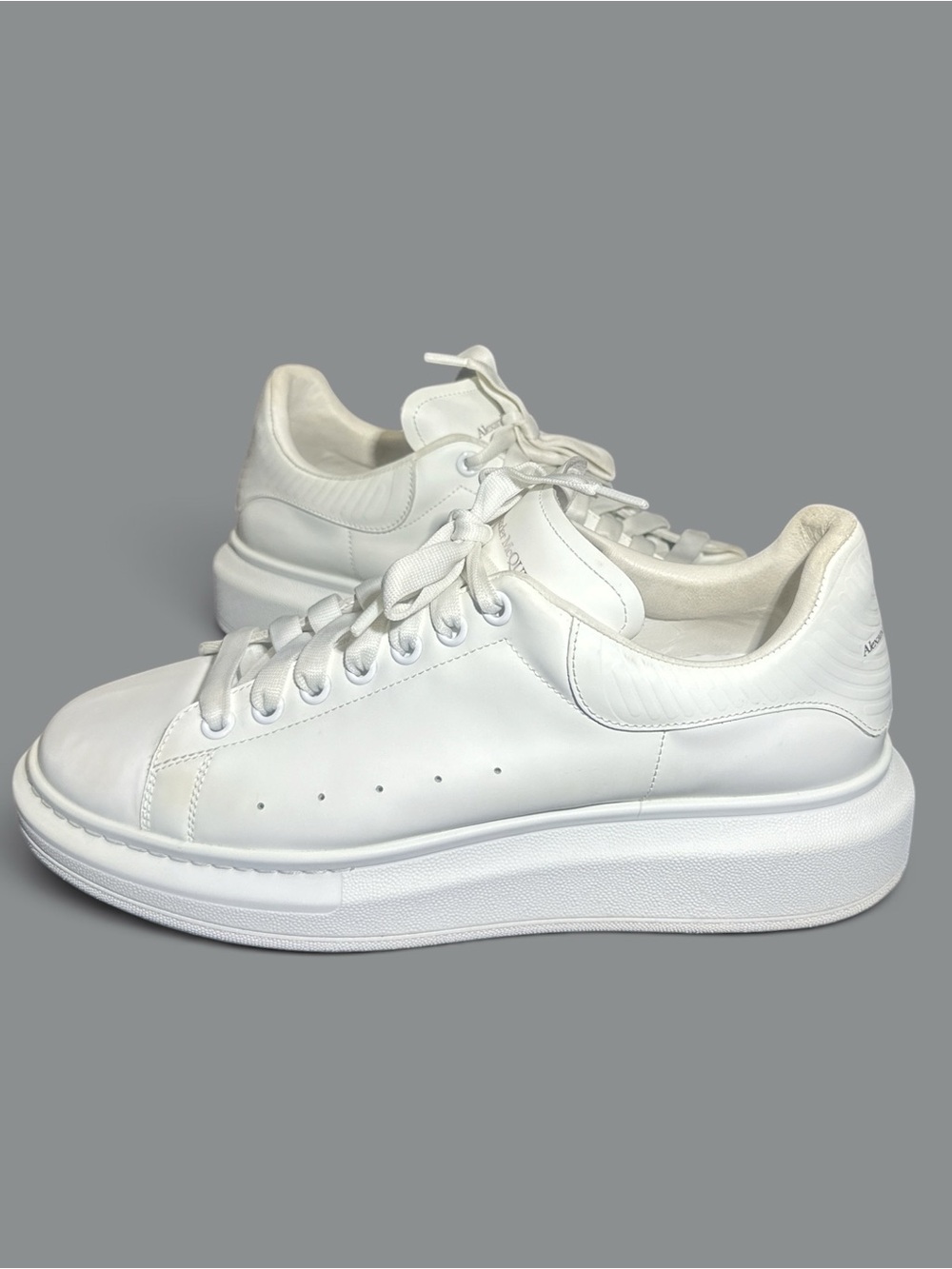 Alexander McQueen White Platform Leather Oversized Sneakers Size  46D,13 Pre/Own